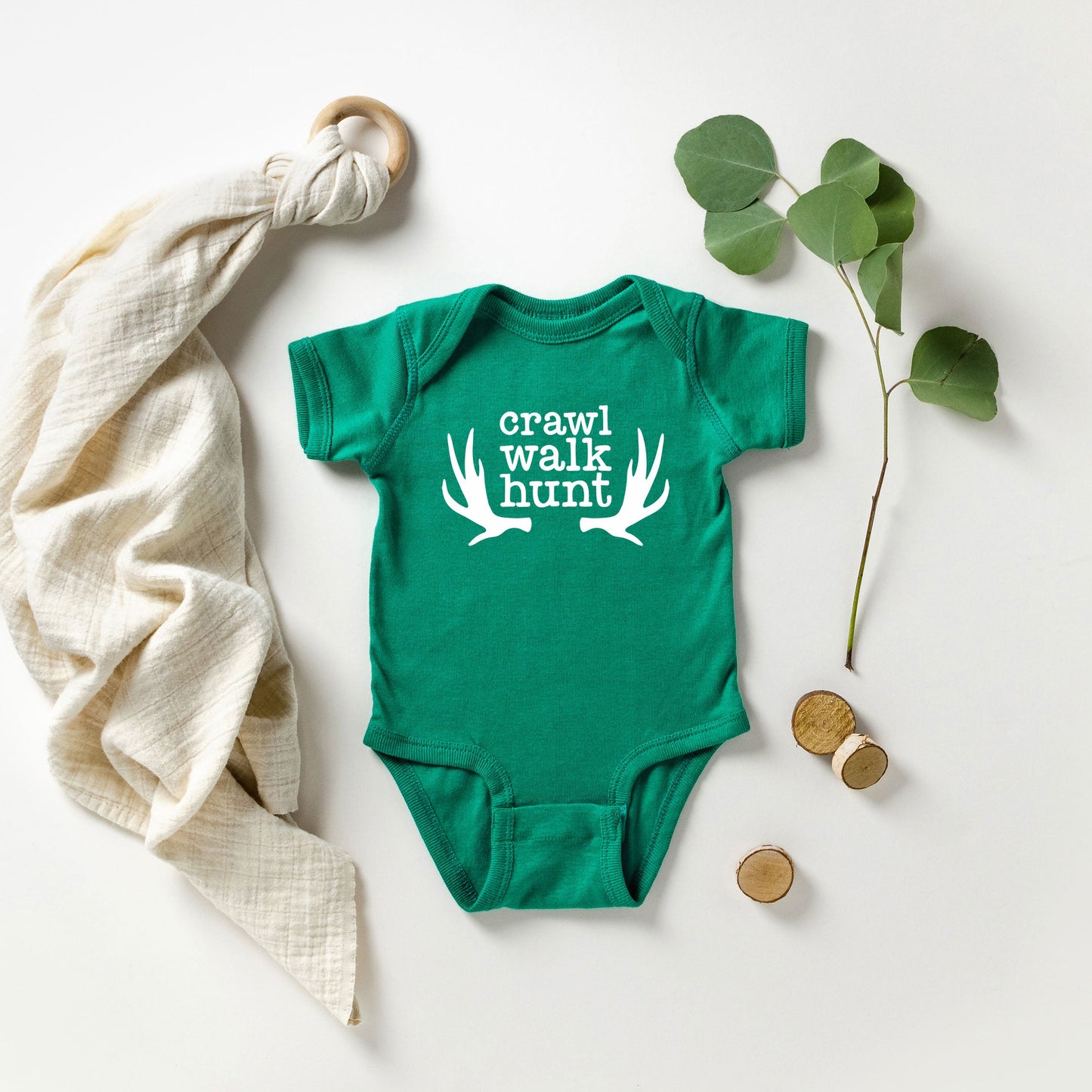 Crawl Walk Hunt | Baby Graphic Short Sleeve Bodysuit