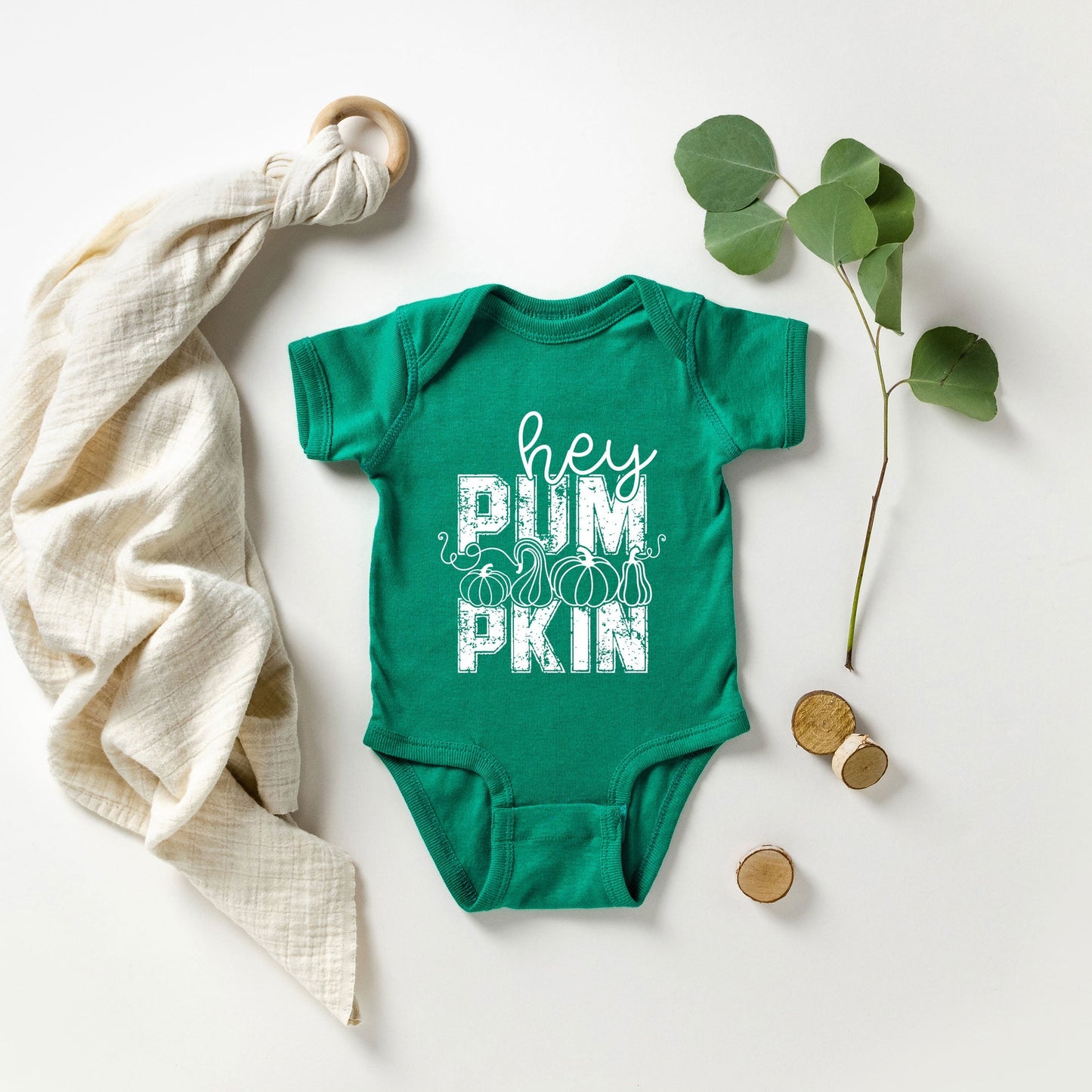 Hey Pumpkin Distressed | Baby Graphic Short Sleeve Bodysuit