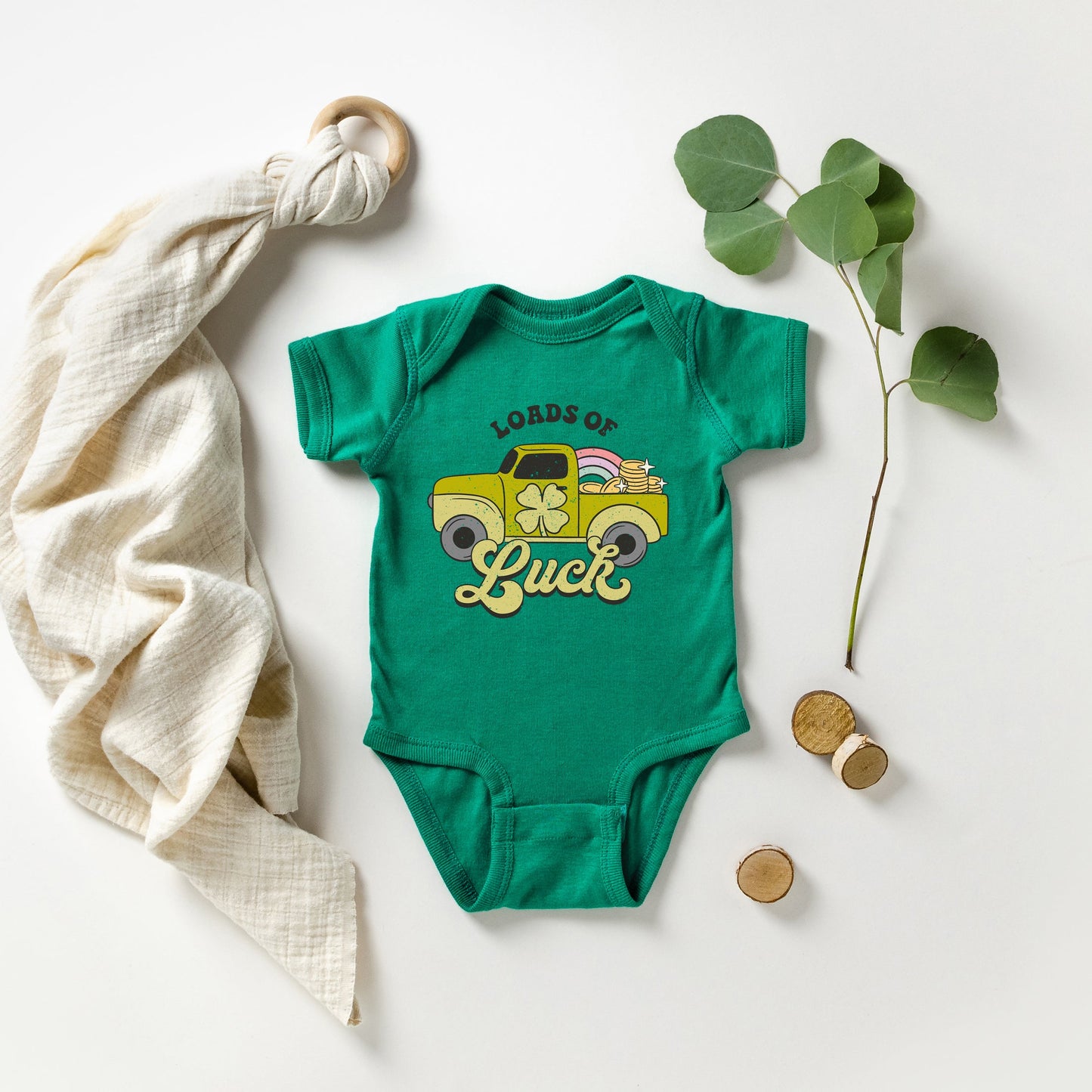 Loads Of Luck Retro Truck | Baby Graphic Short Sleeve Bodysuit