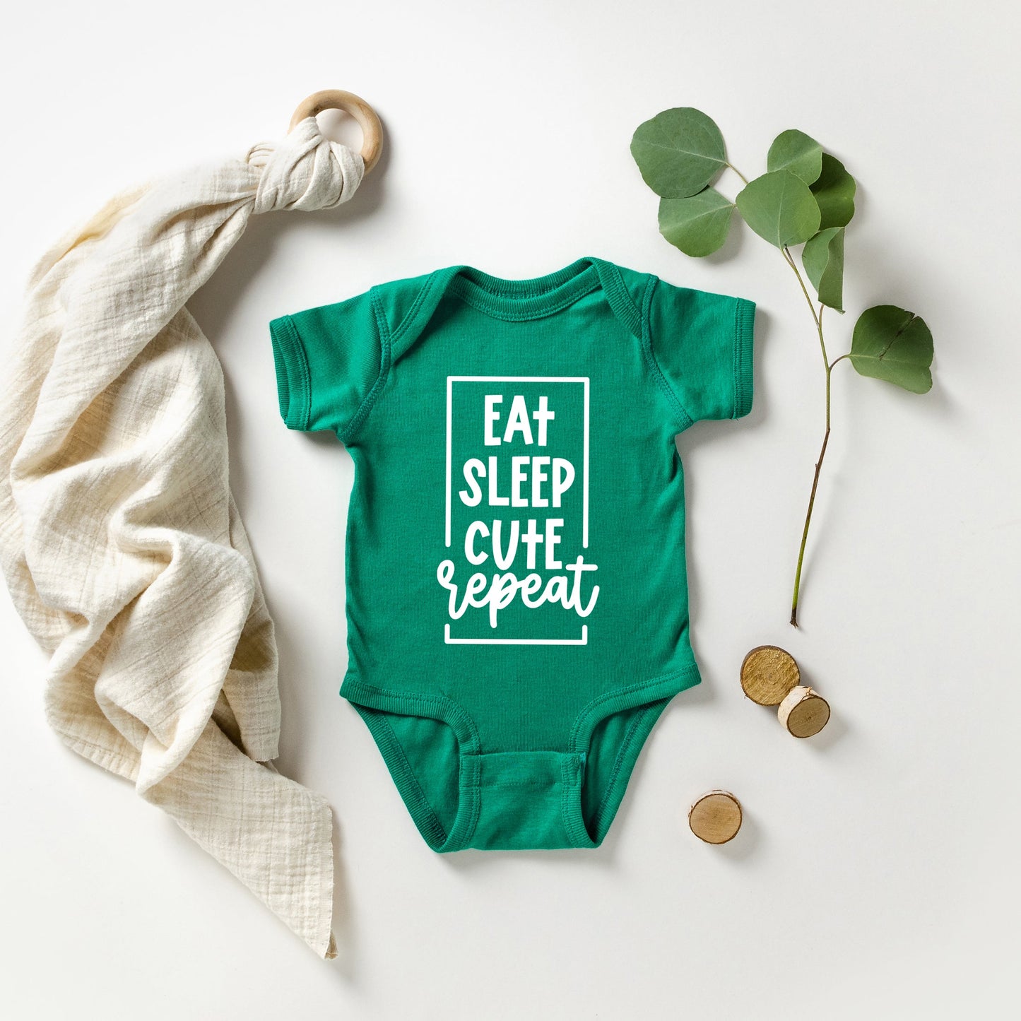 Eat Sleep Cute Repeat | Baby Graphic Short Sleeve Bodysuit