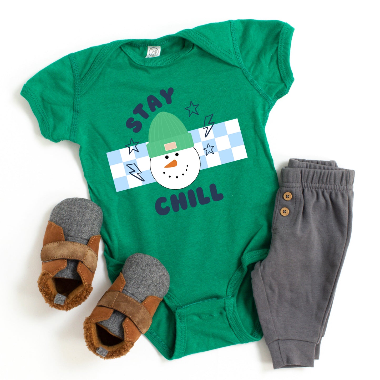 Stay Chill Checkered | Baby Graphic Short Sleeve Bodysuit