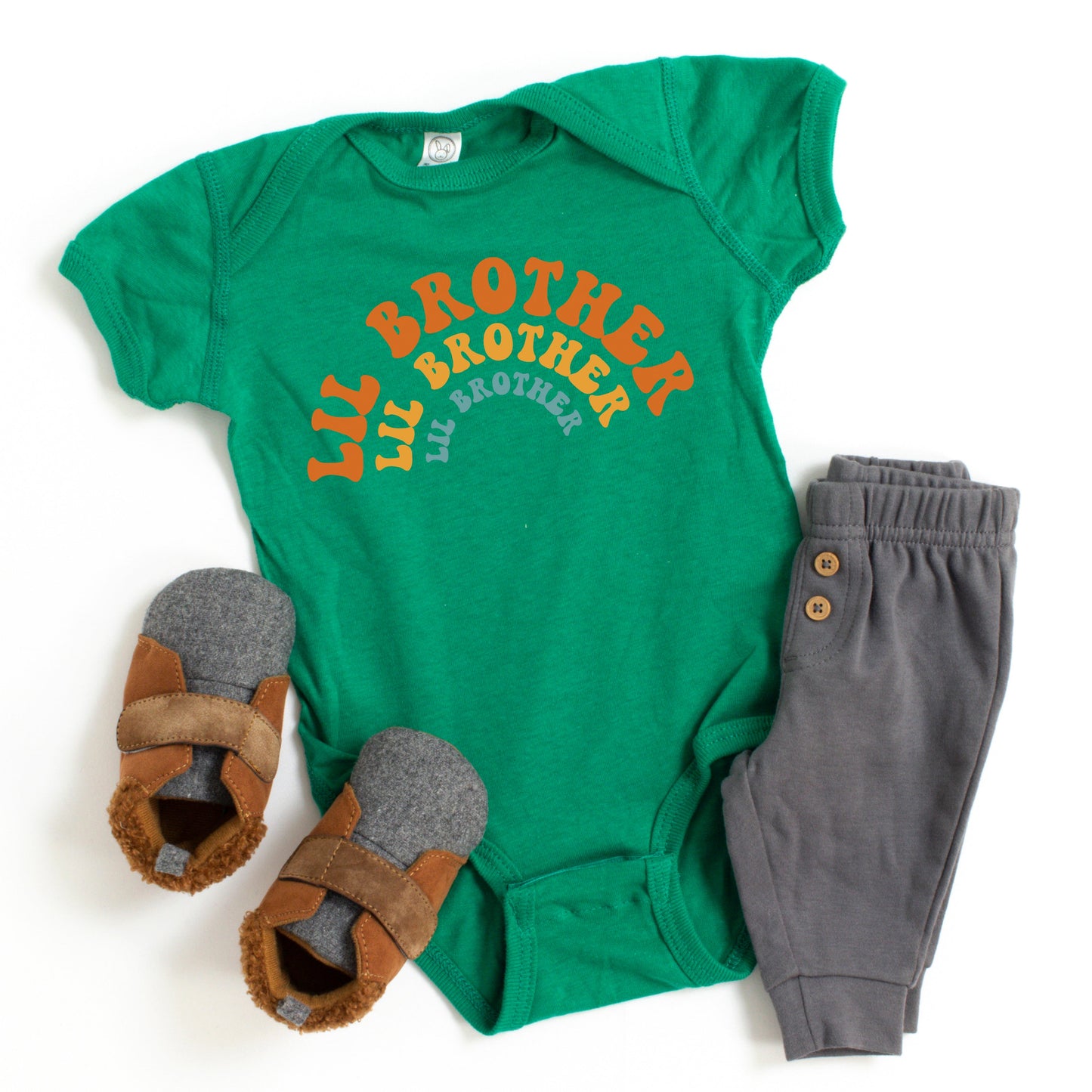 Lil Brother Stacked Curved | Baby Graphic Short Sleeve Bodysuit