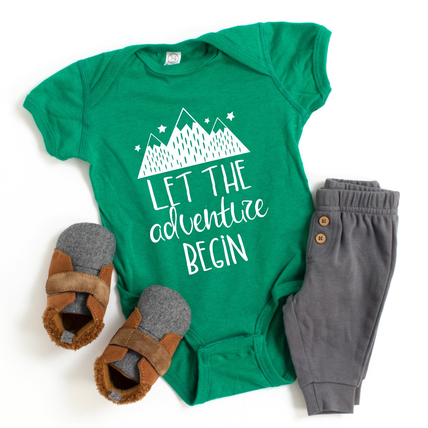 Let The Adventure Begin Mountains | Baby Graphic Short Sleeve Bodysuit