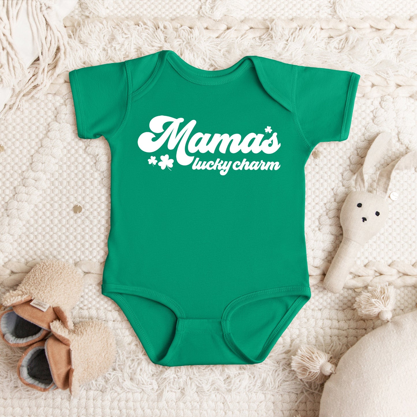 Retro Mama's Lucky Charm | Baby Graphic Short Sleeve Bodysuit
