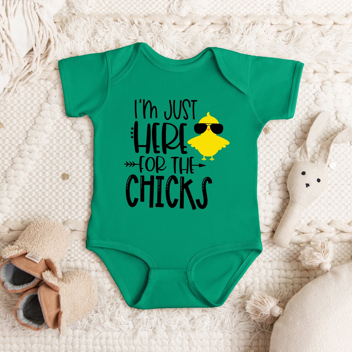 I'm Just Here For The Chicks | Baby Graphic Short Sleeve Bodysuit