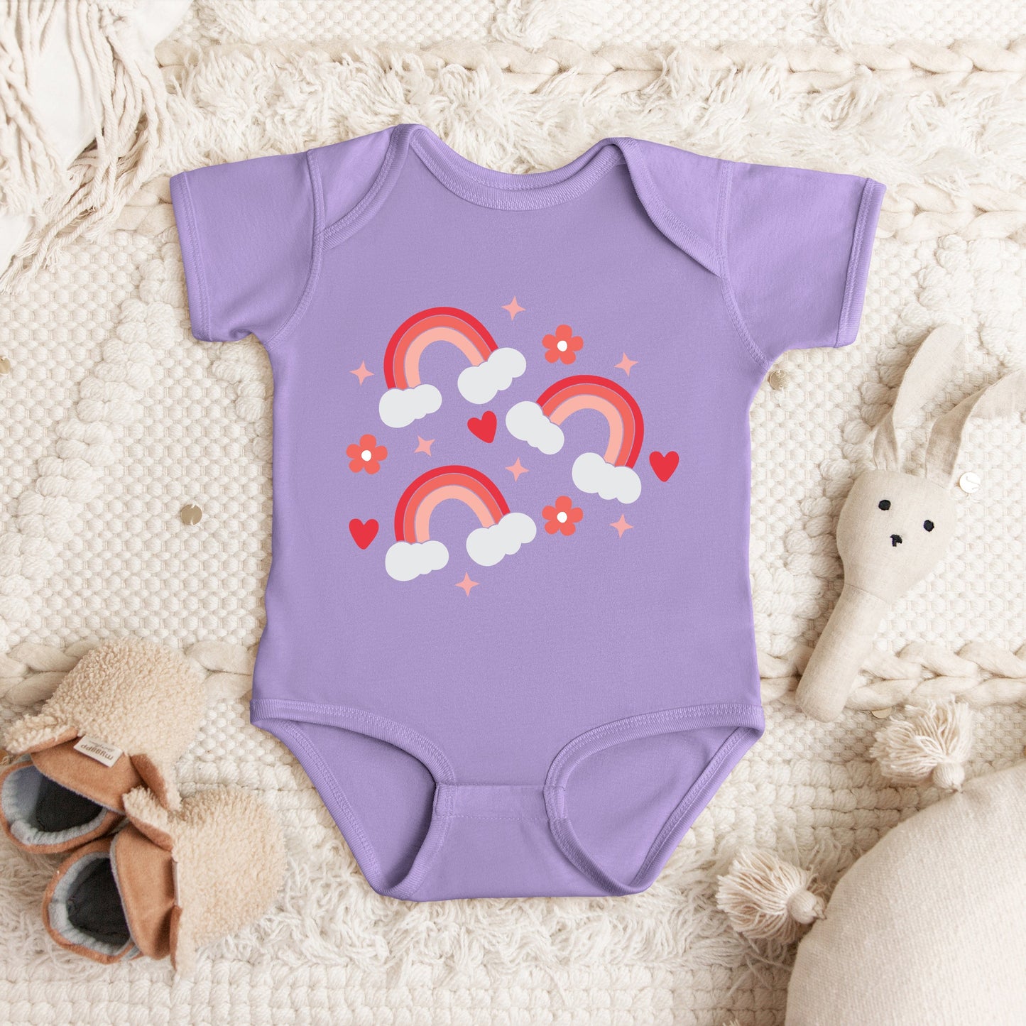 Valentine Rainbow | Baby Graphic Short Sleeve Bodysuit