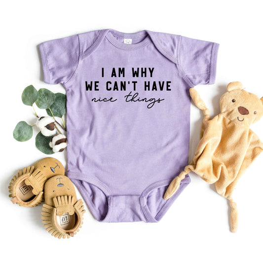 Can't Have Nice Things Cursive | Baby Graphic Short Sleeve Bodysuit