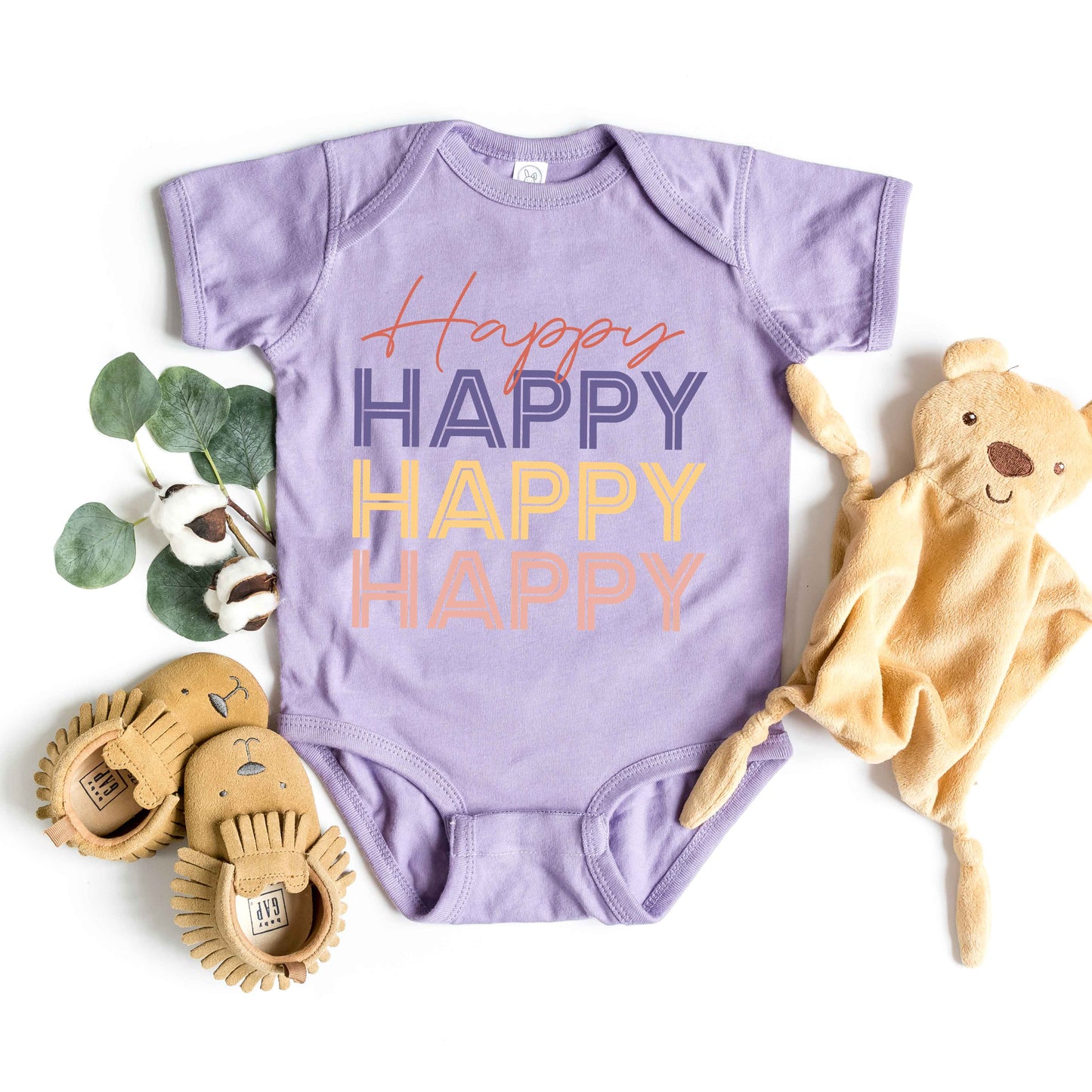 Happy Stacked | Baby Graphic Short Sleeve Bodysuit