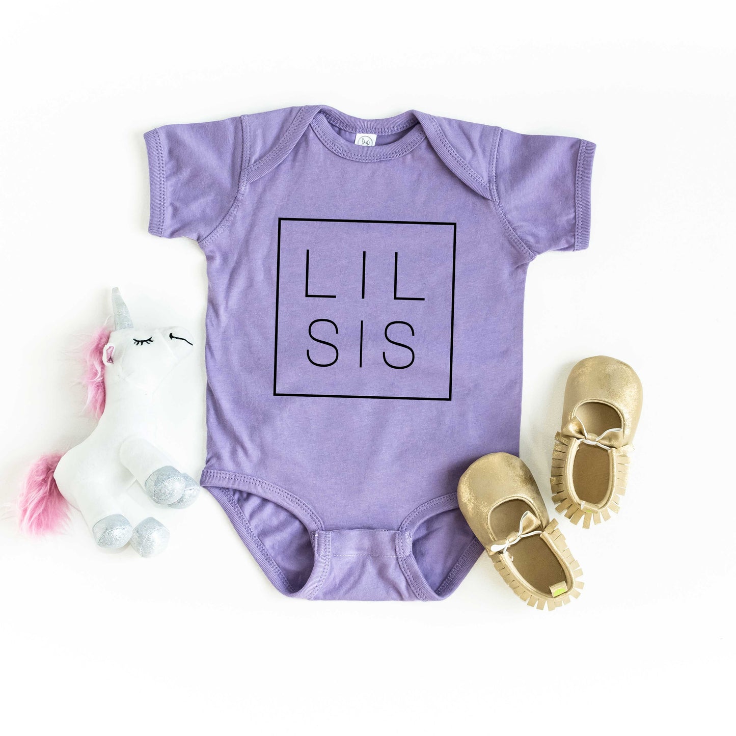 Lil Sis Square | Baby Graphic Short Sleeve Bodysuit