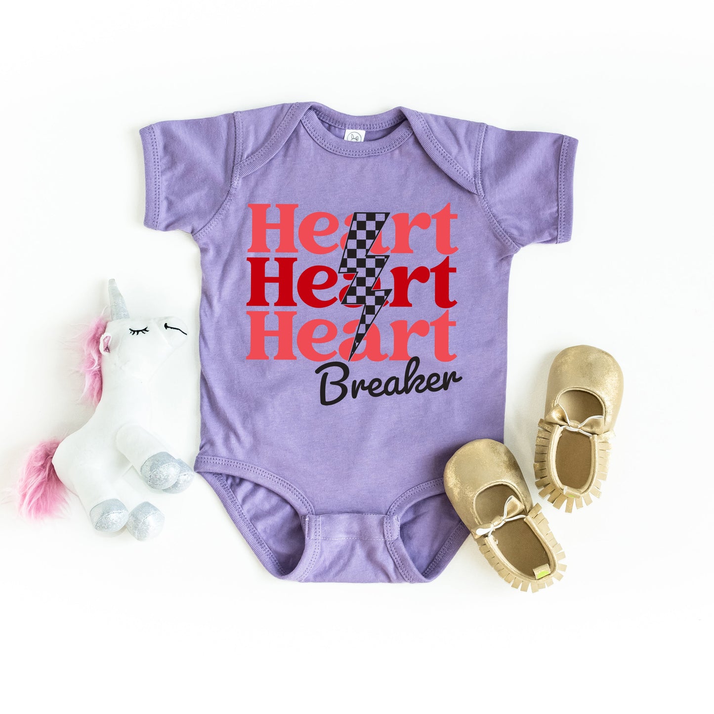 Heart Breaker Checkered Bolt | Baby Graphic Short Sleeve Bodysuit