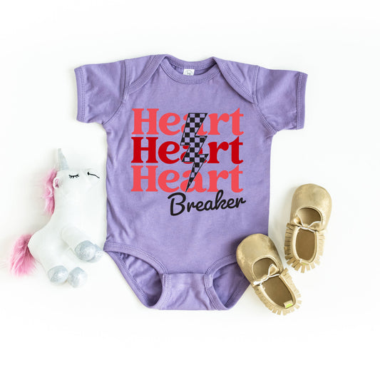 Heart Breaker Checkered Bolt | Baby Graphic Short Sleeve Bodysuit