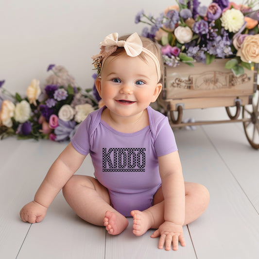Kiddo Checkered | Baby Graphic Short Sleeve Bodysuit
