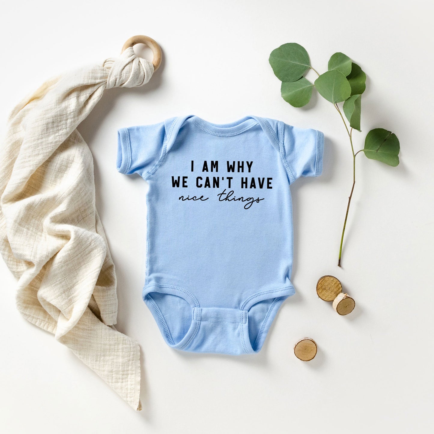 Can't Have Nice Things Cursive | Baby Graphic Short Sleeve Bodysuit