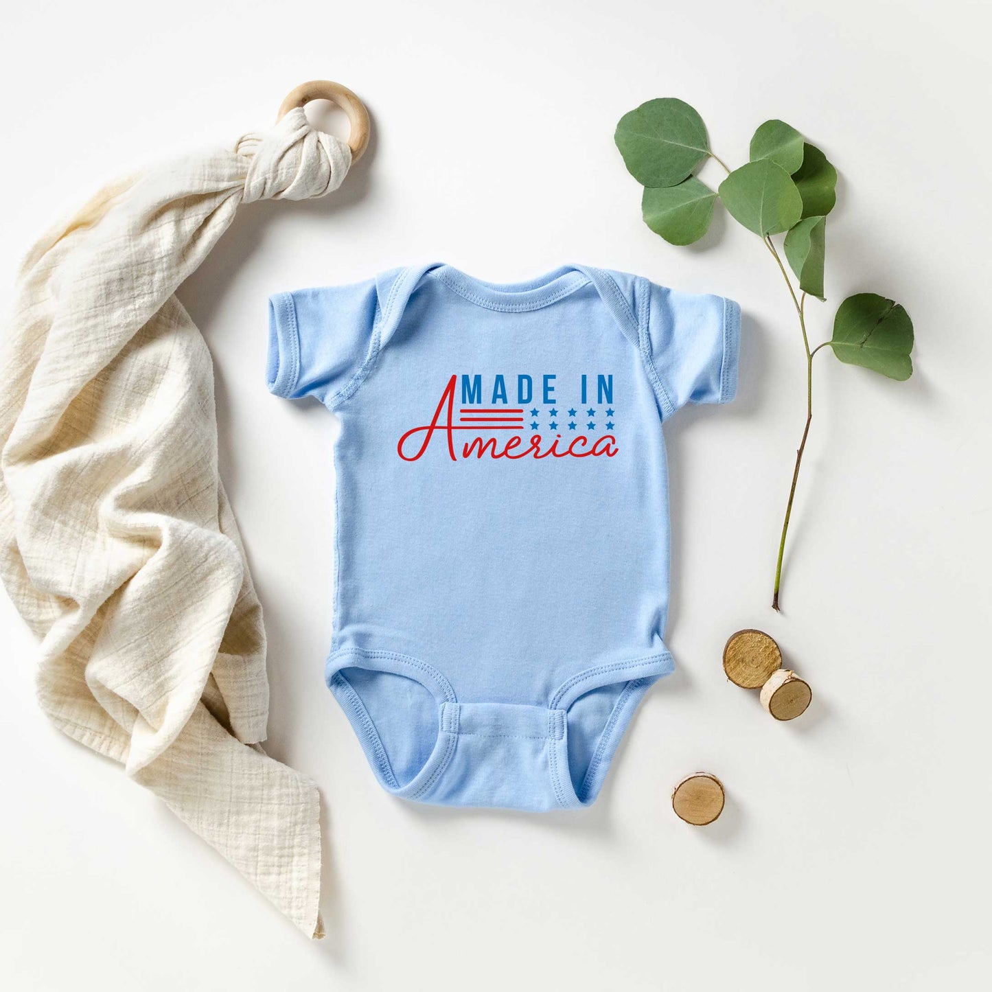 Made In America Stars And Stripes | Baby Graphic Short Sleeve Bodysuit