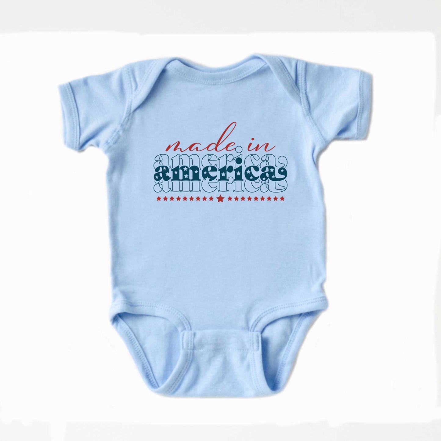Made In America Stacked | Baby Graphic Short Sleeve Bodysuit