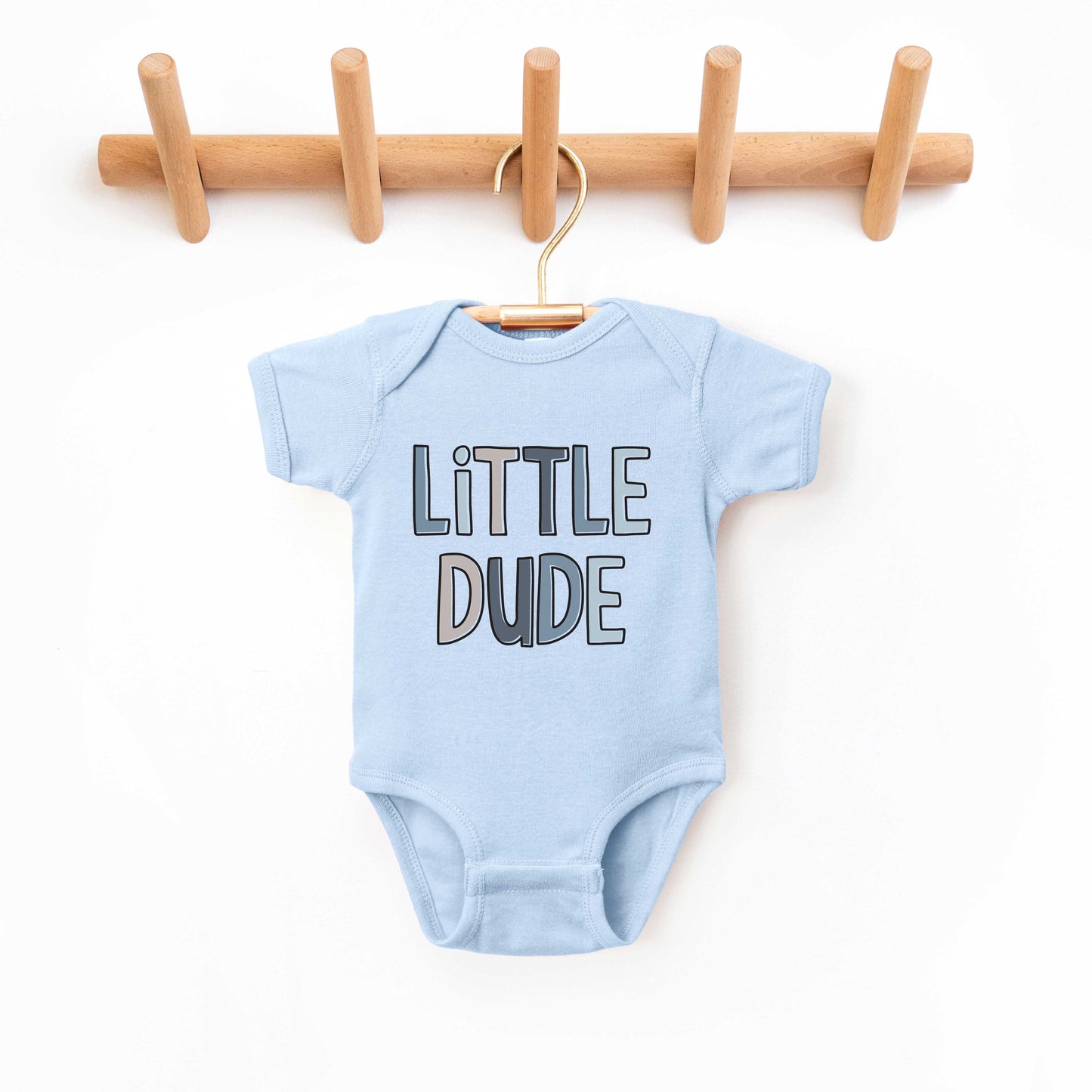 Little Dude Blue | Baby Graphic Short Sleeve Bodysuit