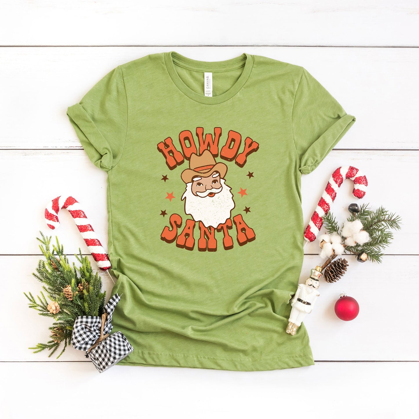 Retro Howdy Santa | Short Sleeve Crew Neck