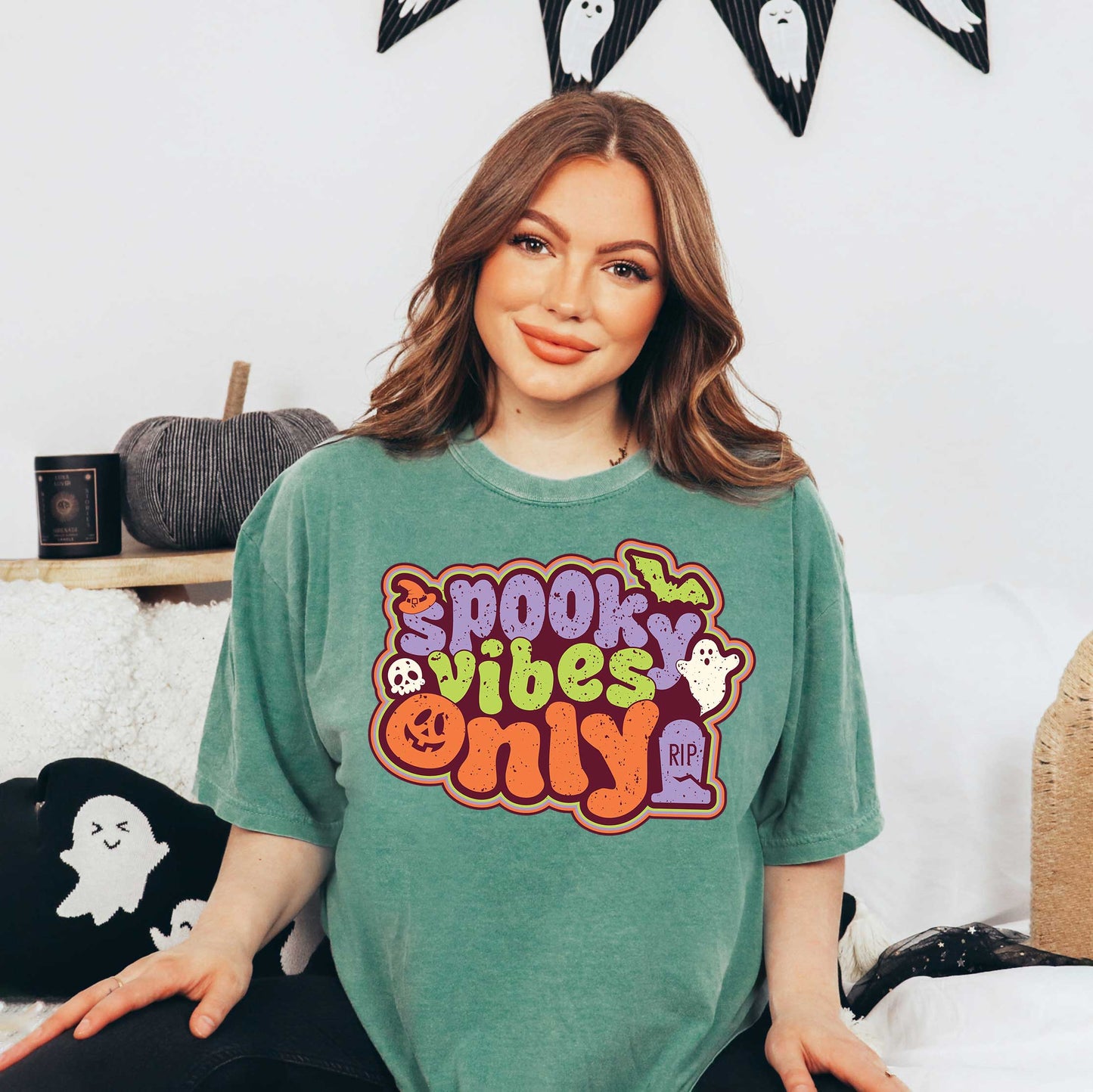 Spooky Vibes Only Retro | Garment Dyed Short Sleeve Tee