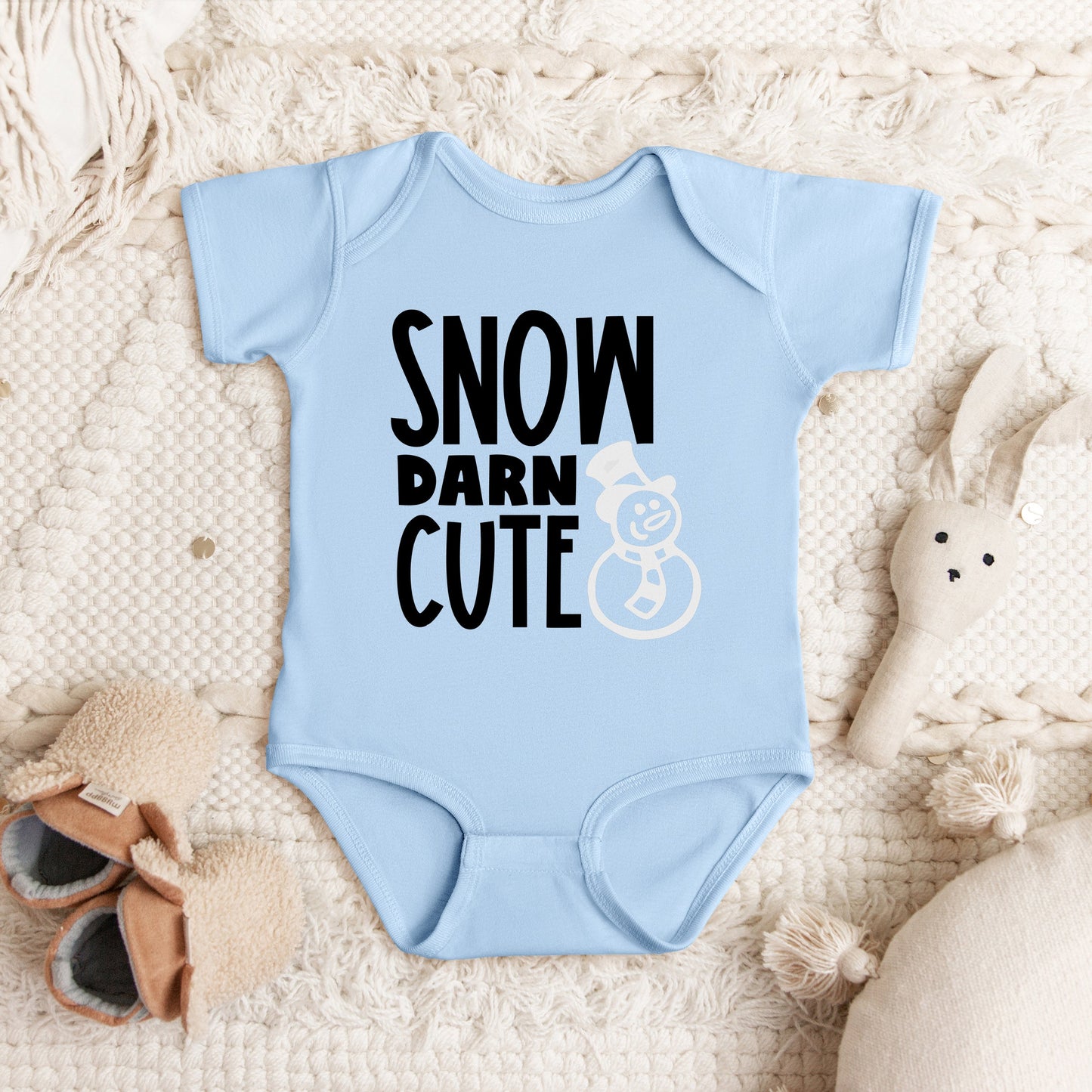 Snow Darn Cute Glitter | Baby Graphic Short Sleeve Bodysuit