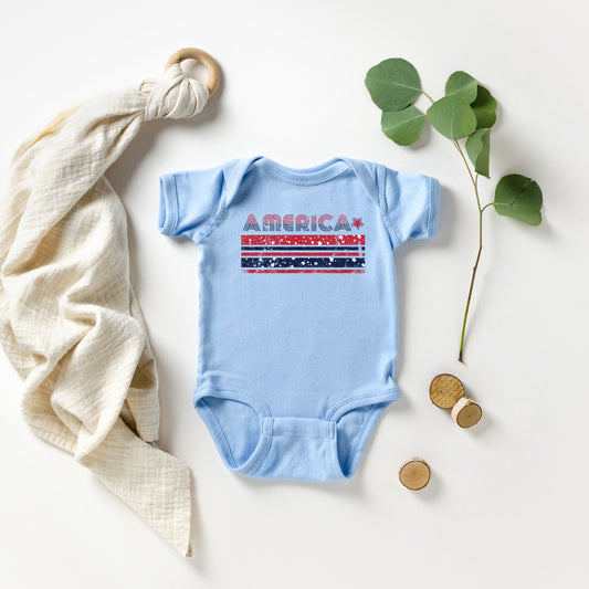 America With Stars And Stripes | Baby Graphic Short Sleeve Bodysuit