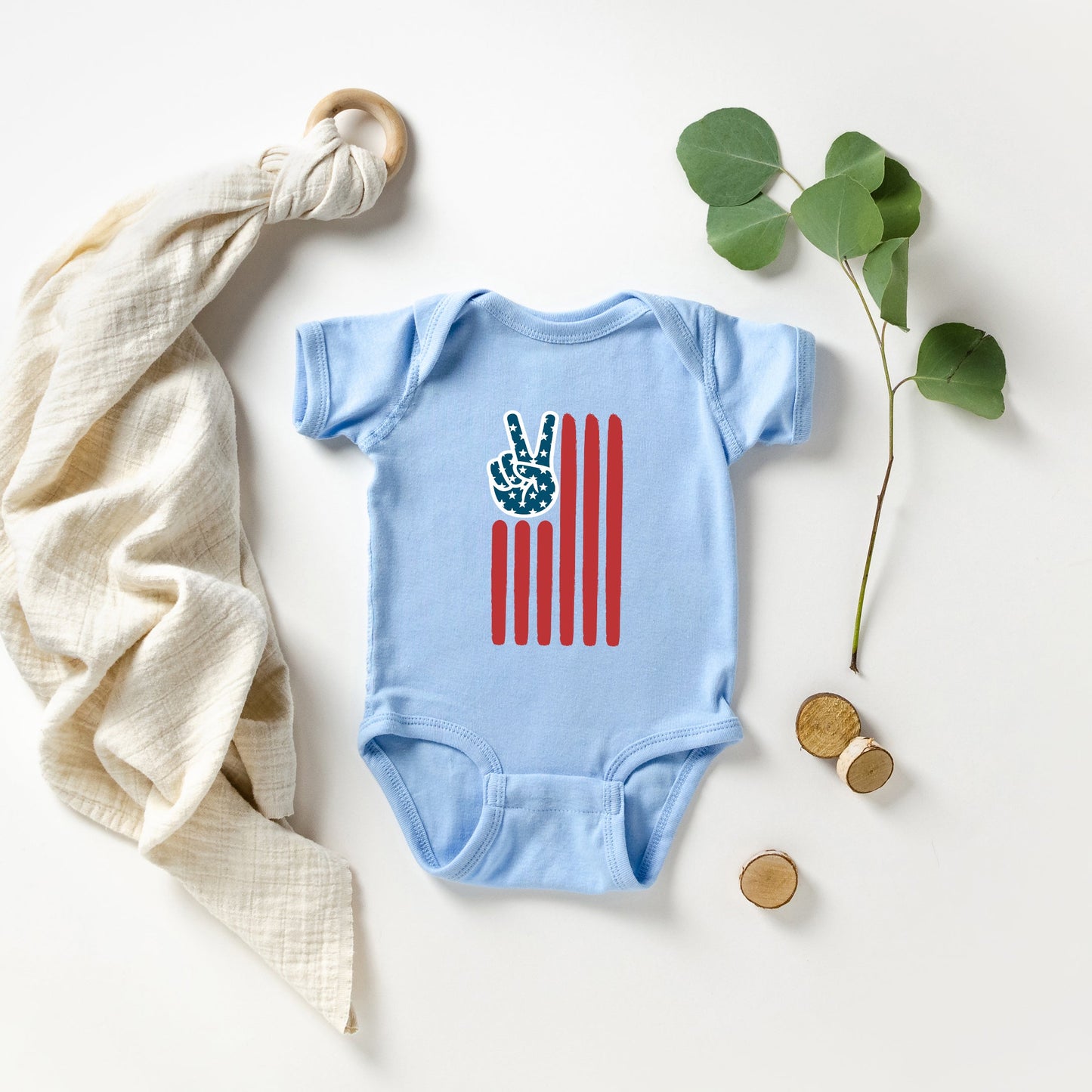 Flag Peace Sign | Baby Graphic Short Sleeve Bodysuit