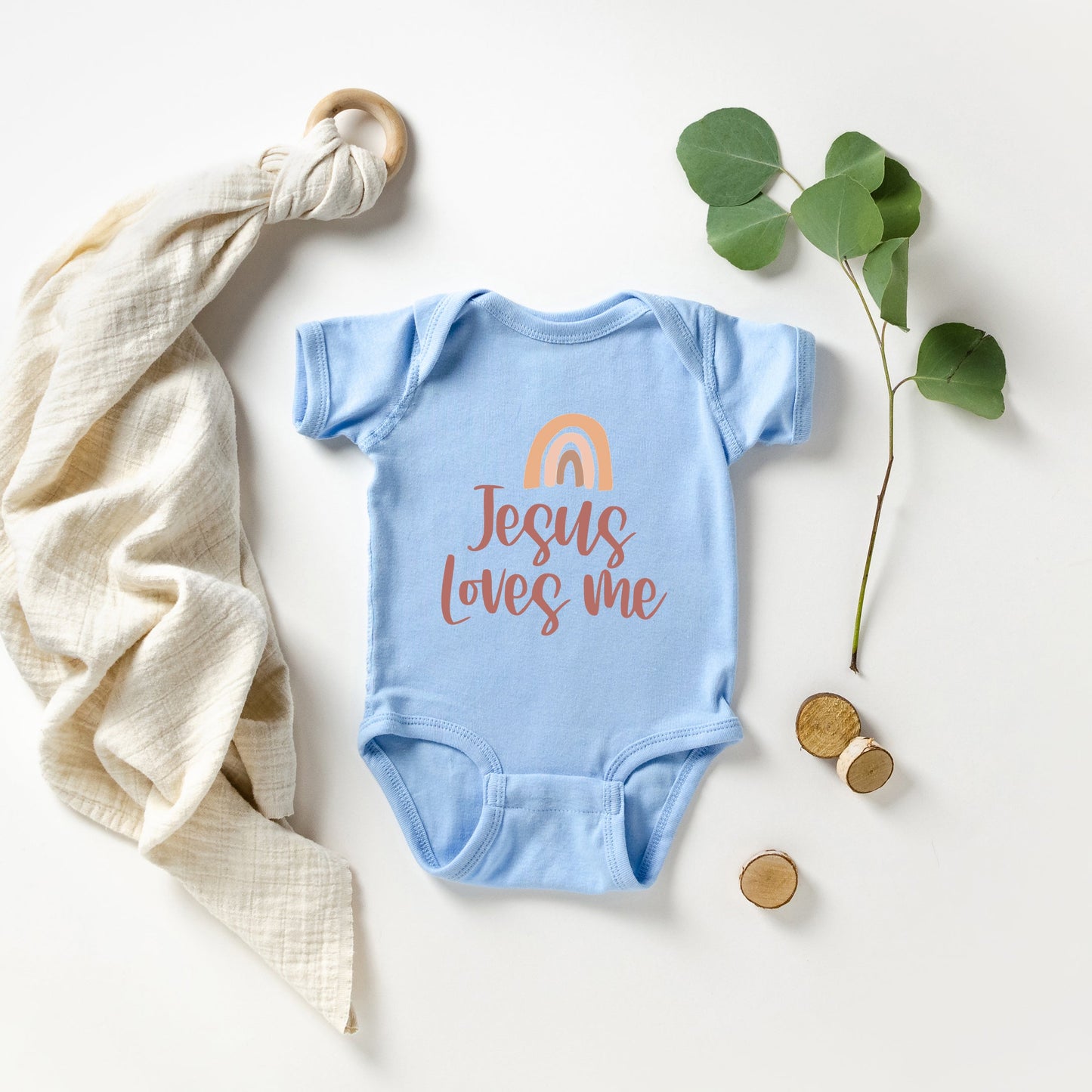 Jesus Loves Me Rainbow | Baby Graphic Short Sleeve Bodysuit