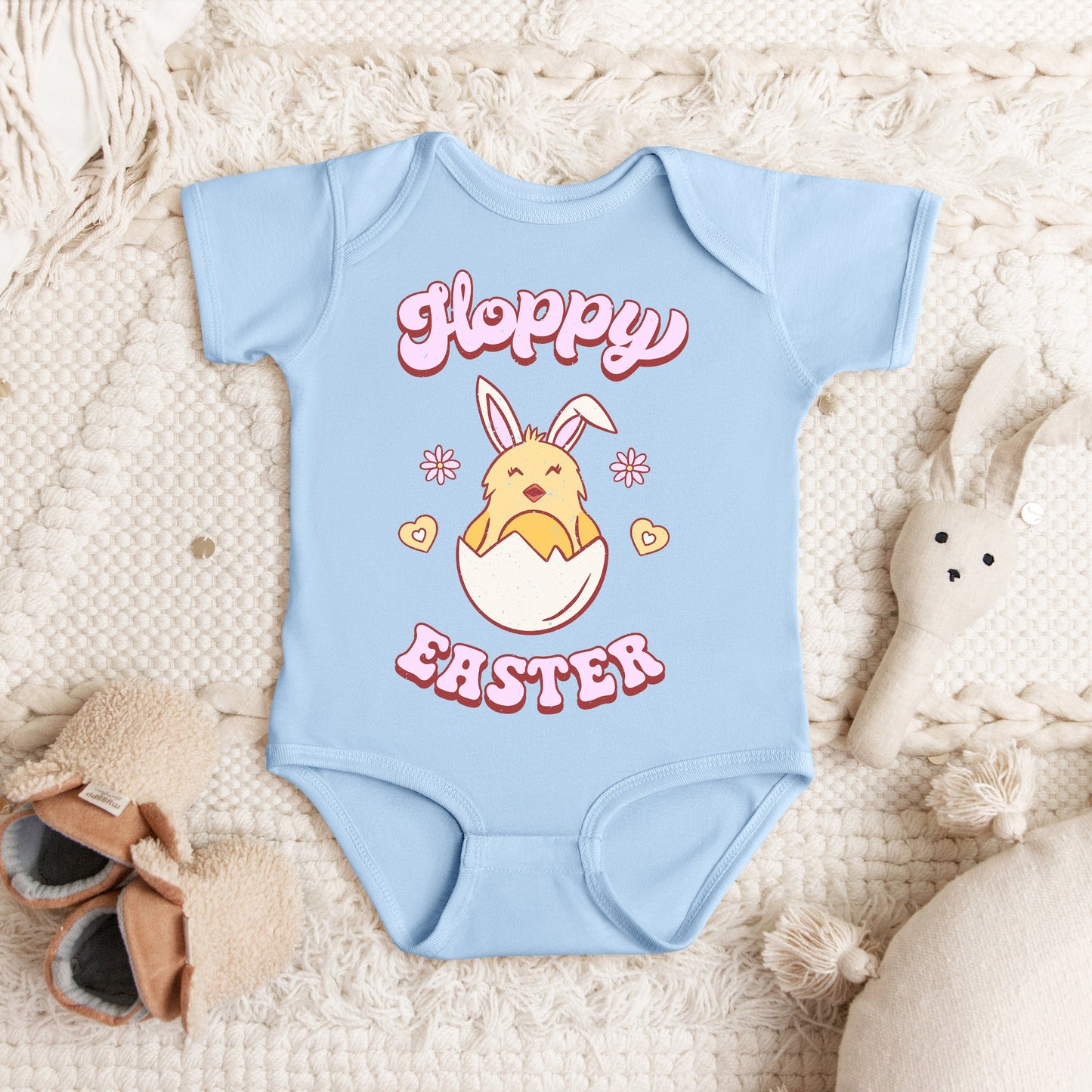 Hoppy Easter Chick Colorful | Baby Graphic Short Sleeve Bodysuit