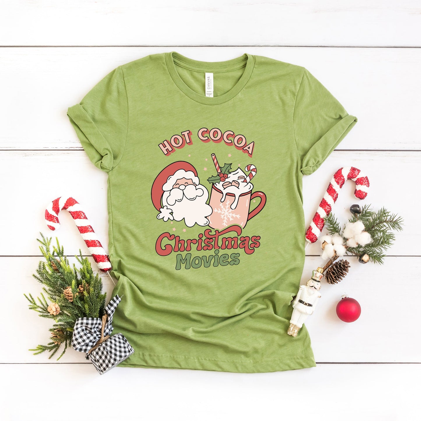Retro Hot Cocoa Christmas Movies | Short Sleeve Crew Neck