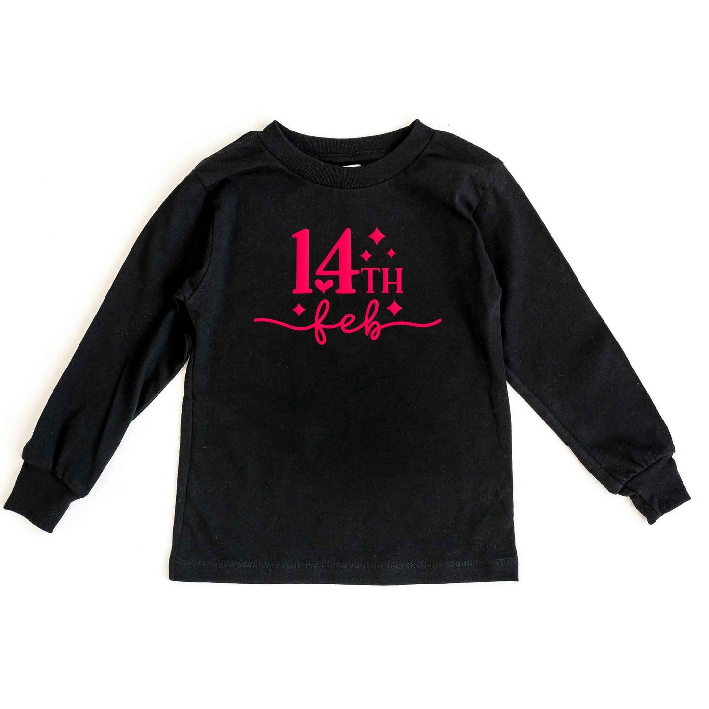 14th Feb Stars Puff Print | Toddler Graphic Long Sleeve Tee