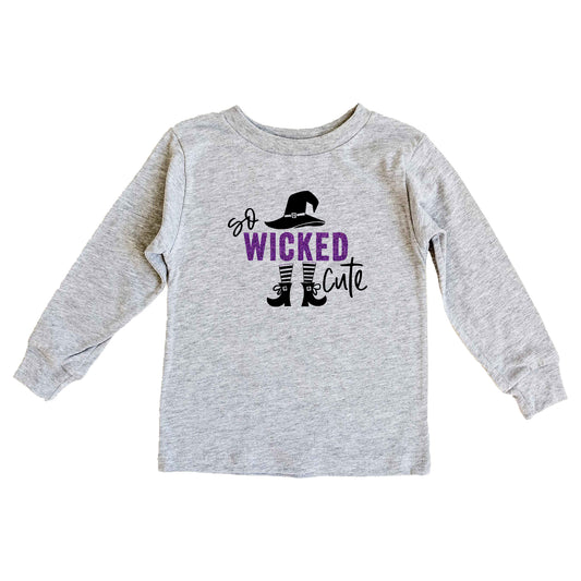So Wicked Cute Glitter | Toddler Graphic Long Sleeve Tee