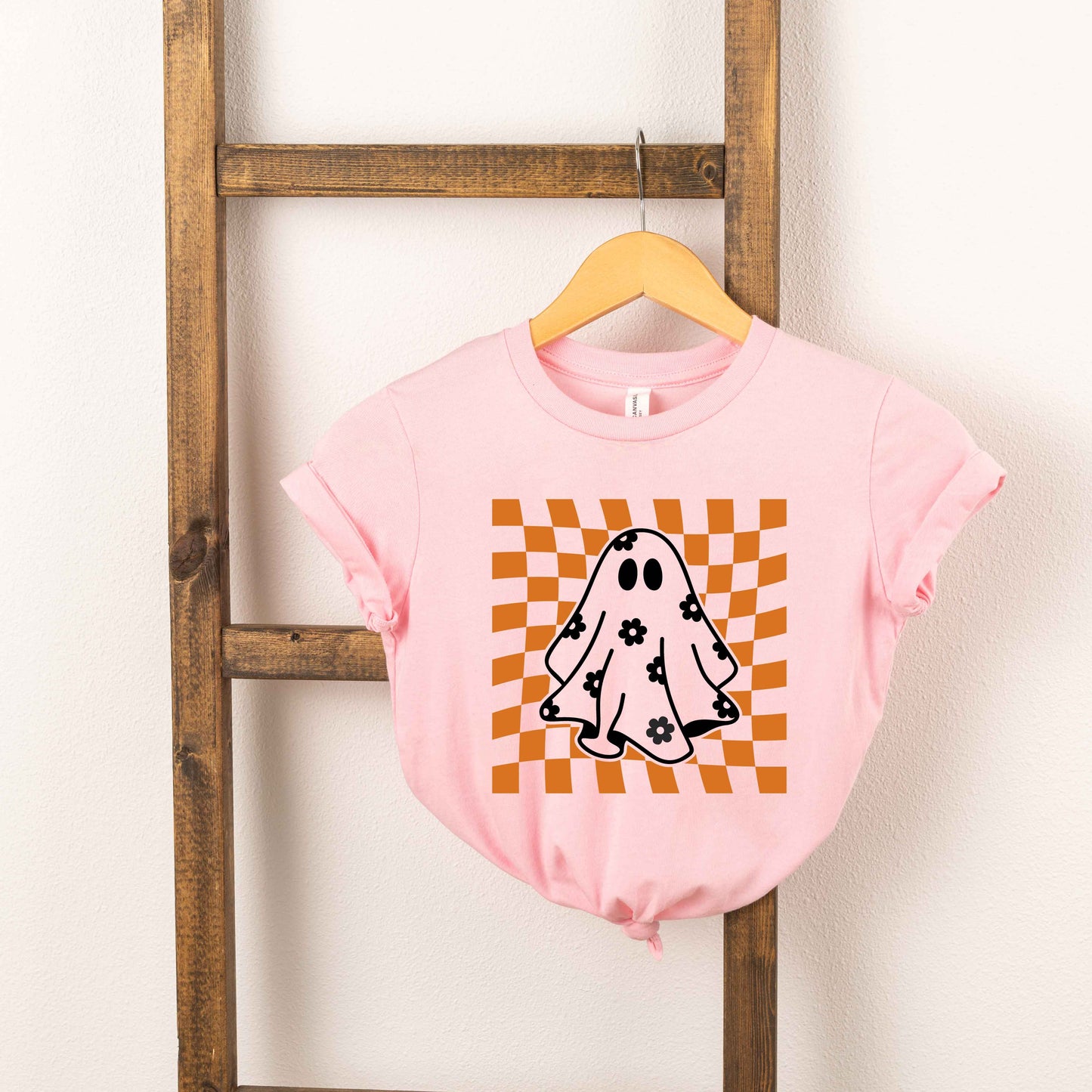 Checkered Flower Ghost | Toddler Graphic Short Sleeve Tee