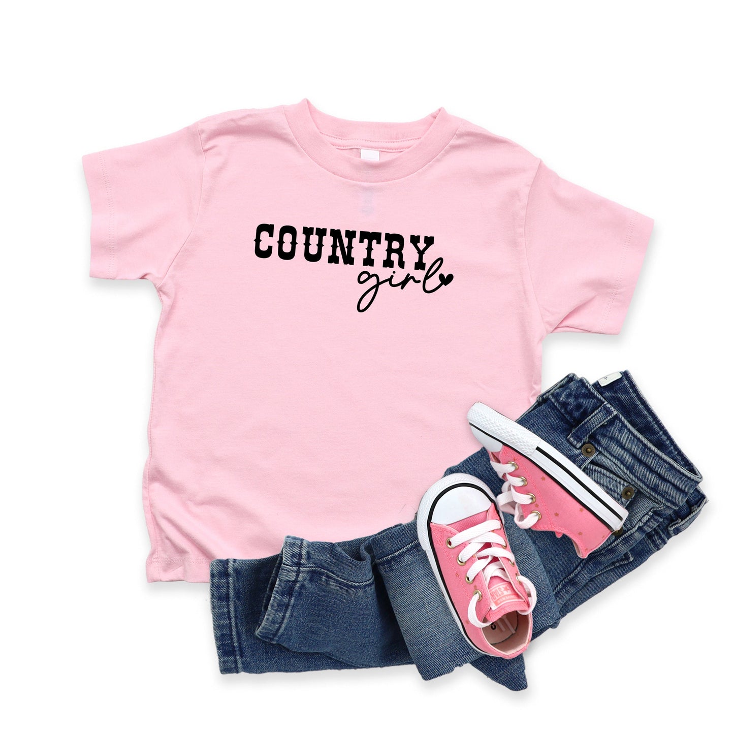 Country Girl Heart | Toddler Short Sleeve Crew Neck