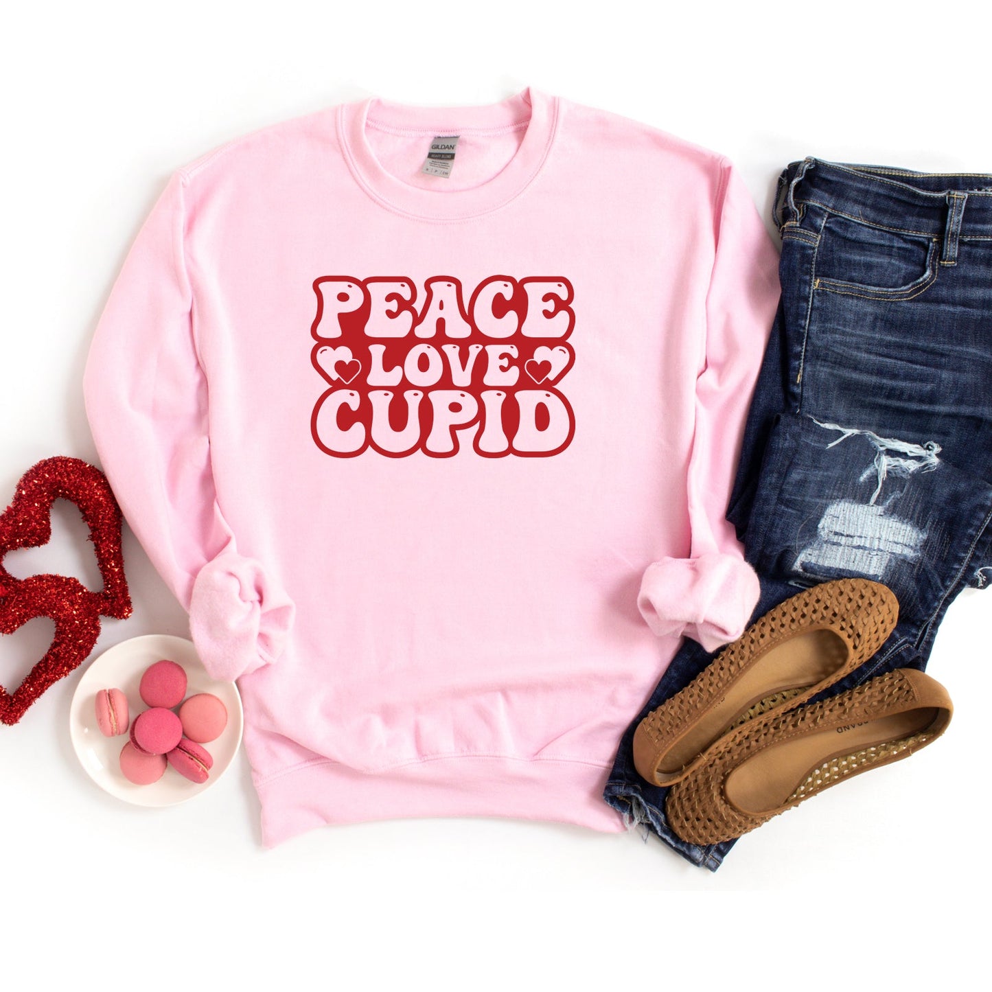 Peace Love Cupid Balloon Letters | Sweatshirt