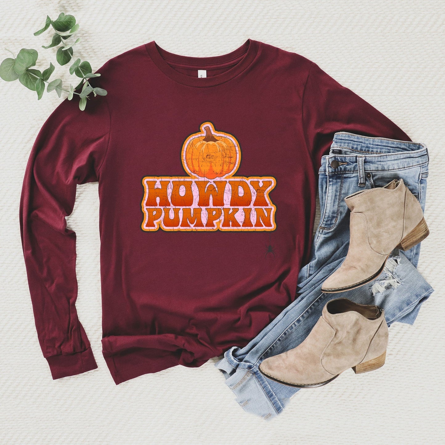 Howdy Pumpkin Stacked |  Long Sleeve Crew Neck