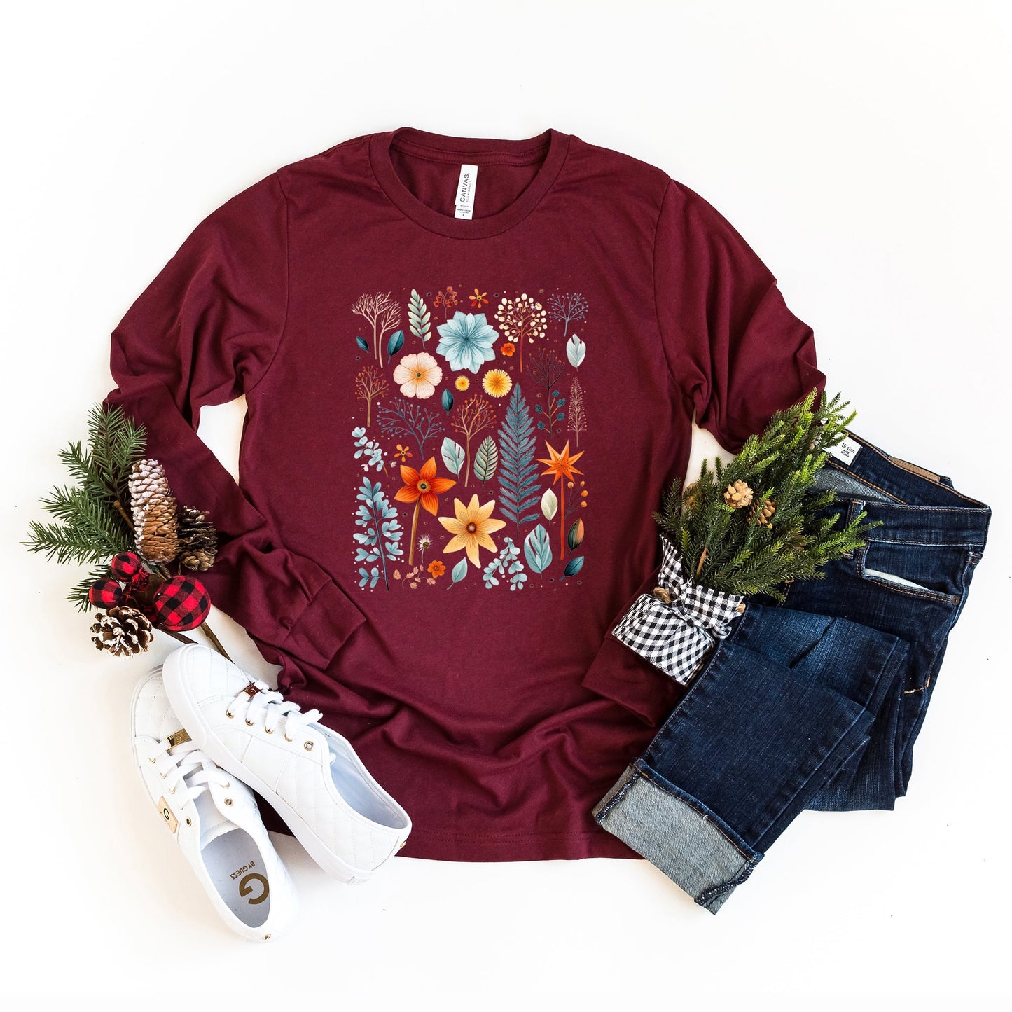 Winter Floral | Long Sleeve Crew Neck