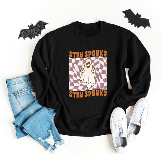 Checkered Stay Spooky Ghost | Sweatshirt