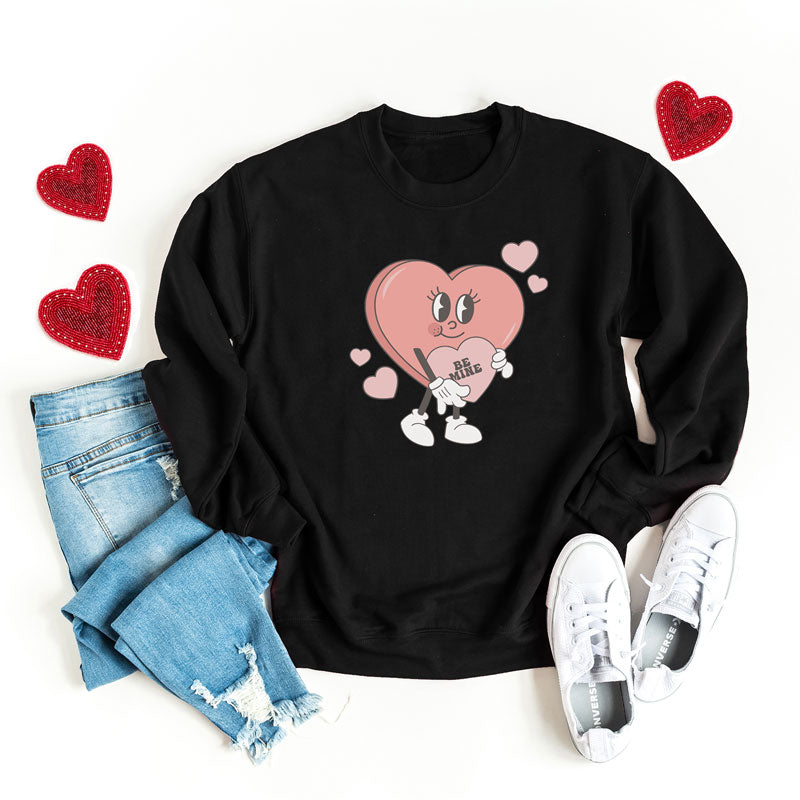 Be Mine Heart Cartoon | Sweatshirt