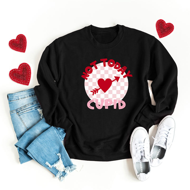 Not Today Cupid Checkered | Sweatshirt