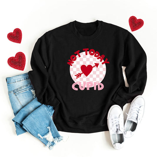 Not Today Cupid Checkered | Sweatshirt