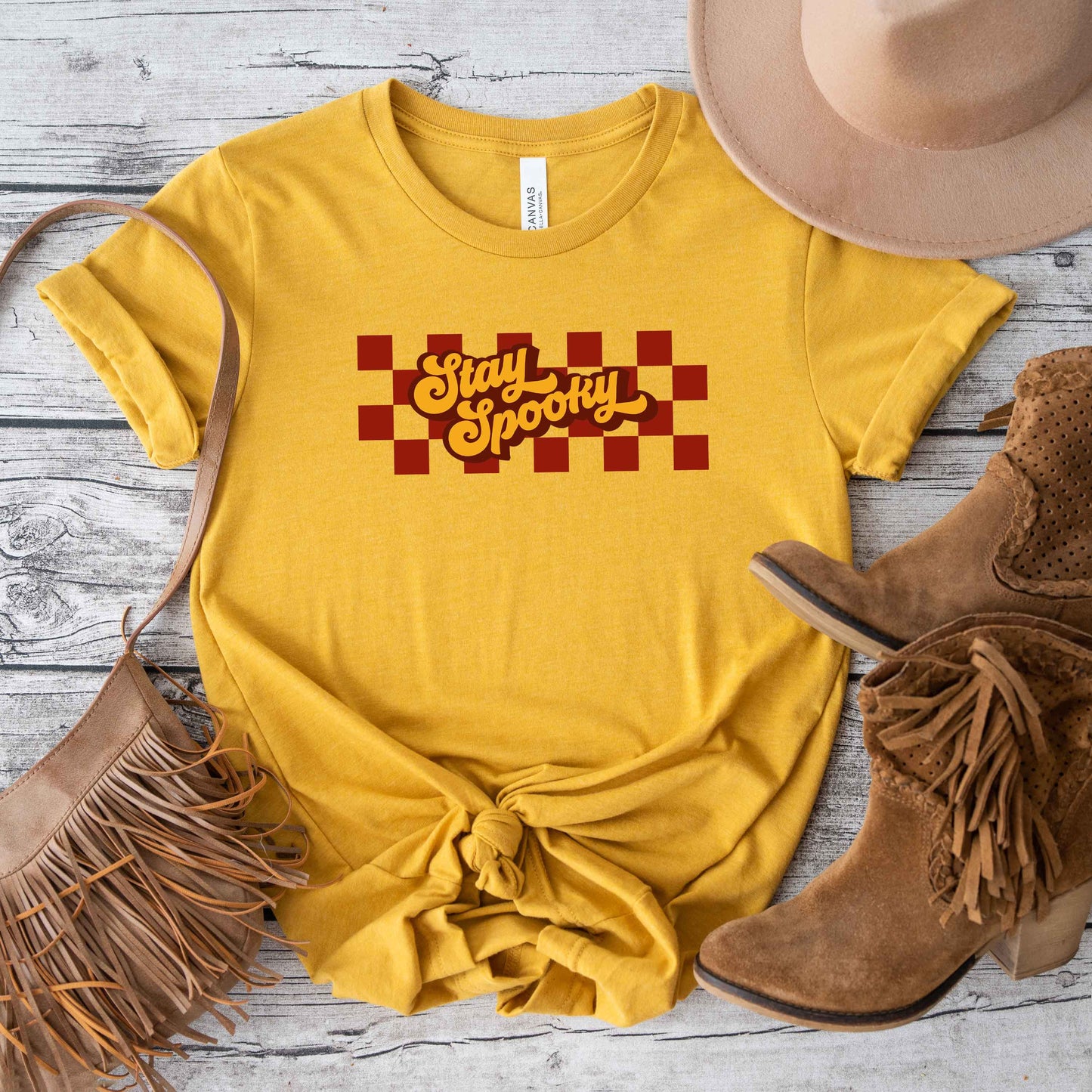 Stay Spooky Retro Checkered | Short Sleeve Graphic Tee