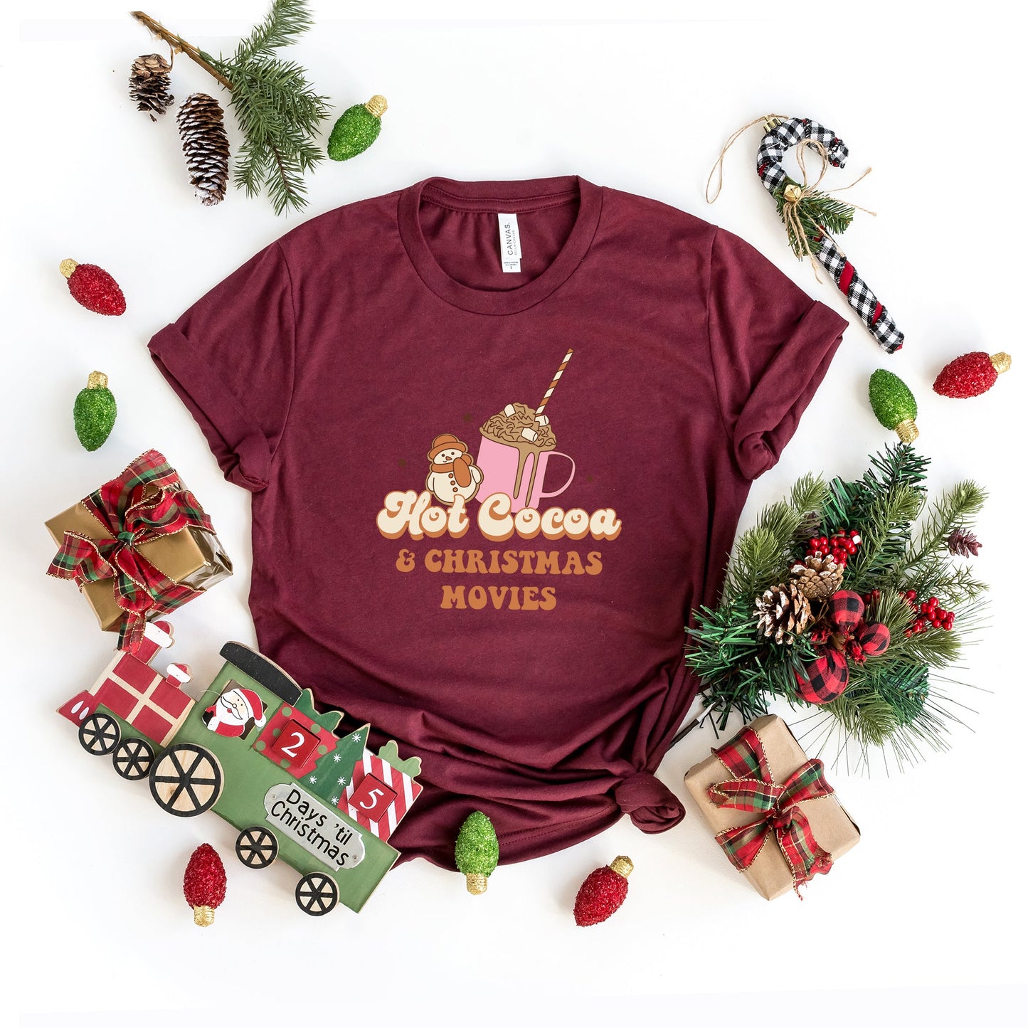 Hot Coco And Christmas Movies | Short Sleeve Crew Neck