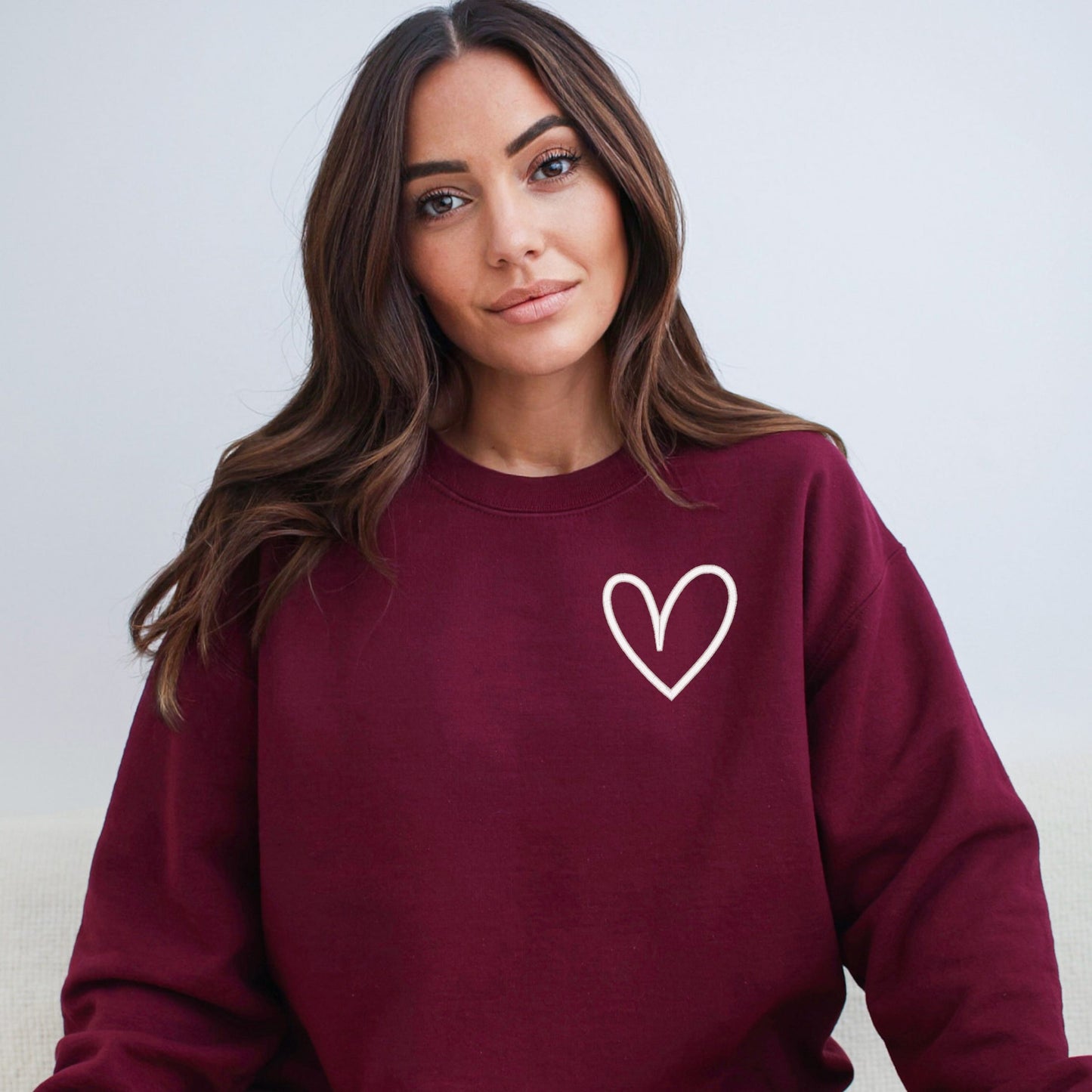 Embroidered Hand Drawn Heart | Sweatshirt