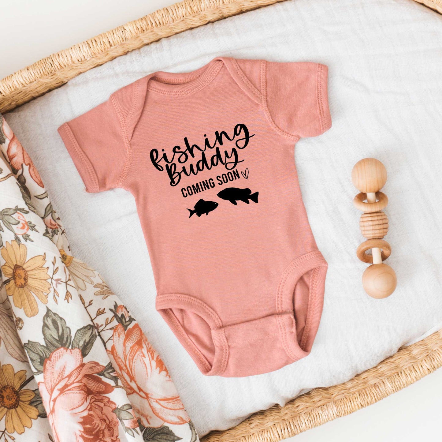 Fishing Buddy Coming Soon | Baby Graphic Short Sleeve Bodysuit