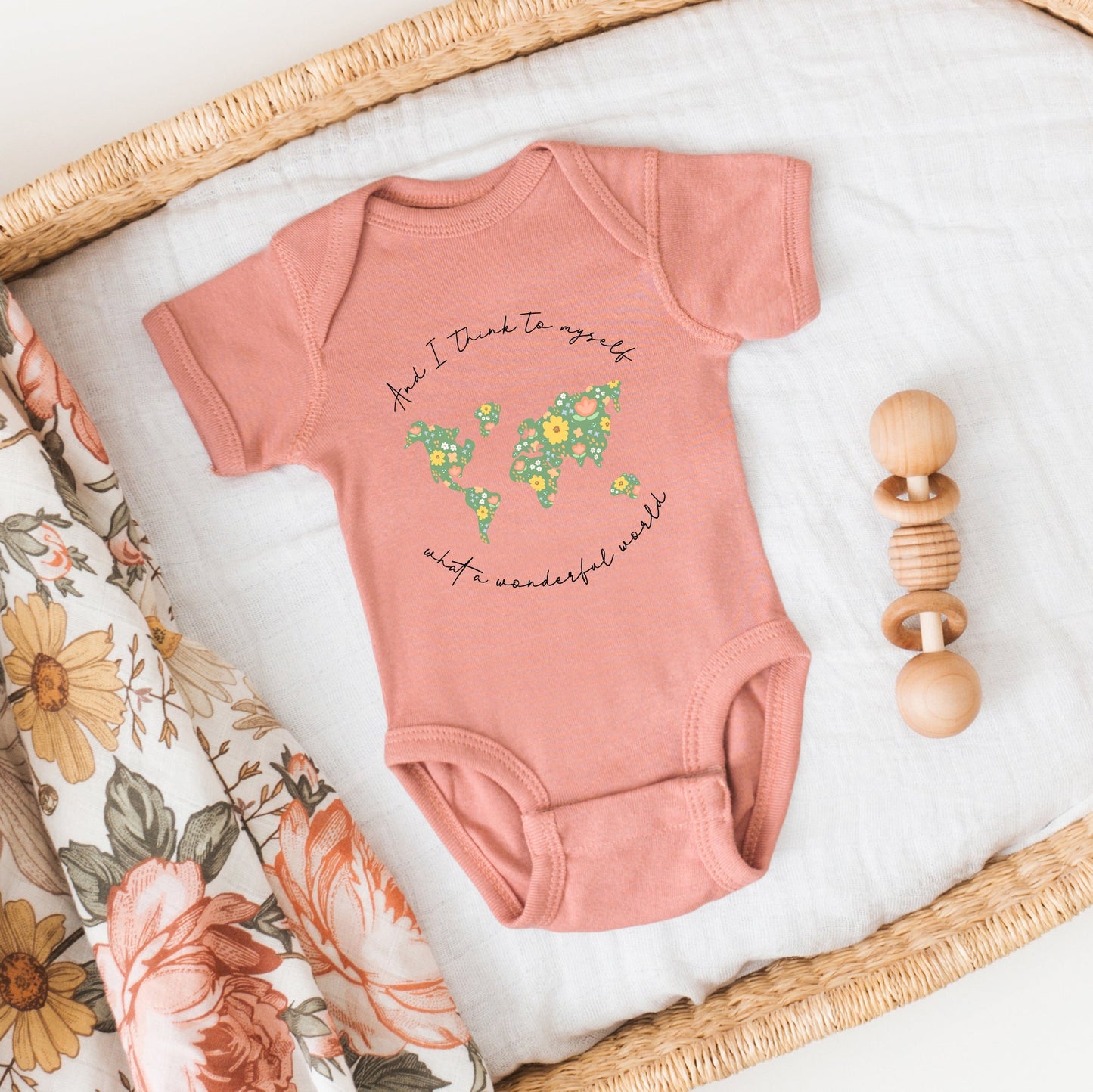What A Wonderful World | Baby Graphic Short Sleeve Bodysuit