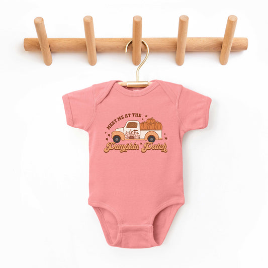 Meet Me Pumpkin Patch Colorful | Baby Graphic Short Sleeve Bodysuit