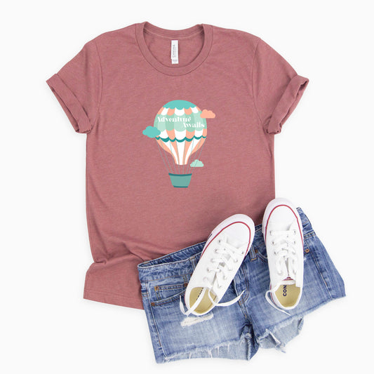 Adventure Awaits Clouds | Youth Short Sleeve Crew Neck