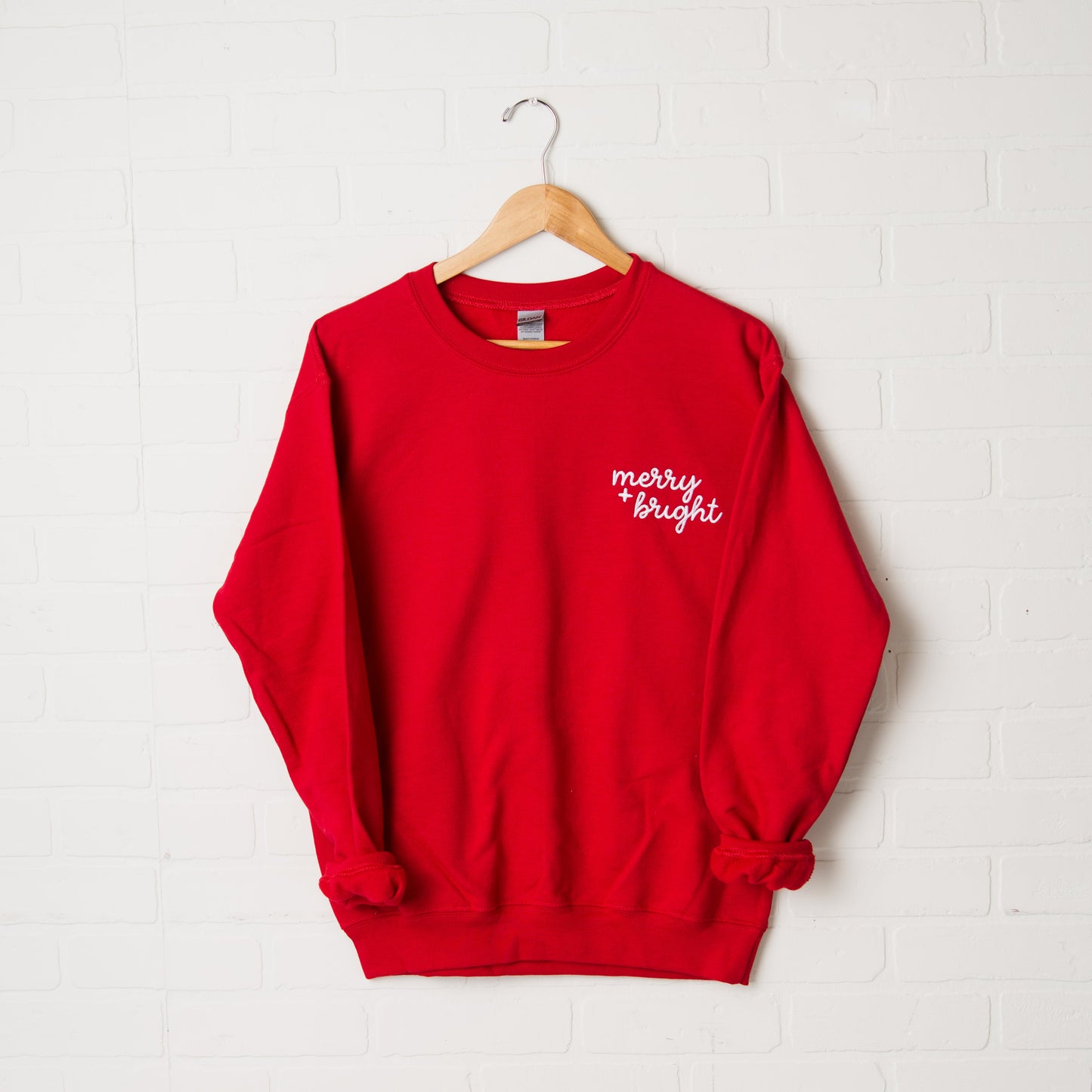 Merry And Bright Cursive | Embroidered Sweatshirt