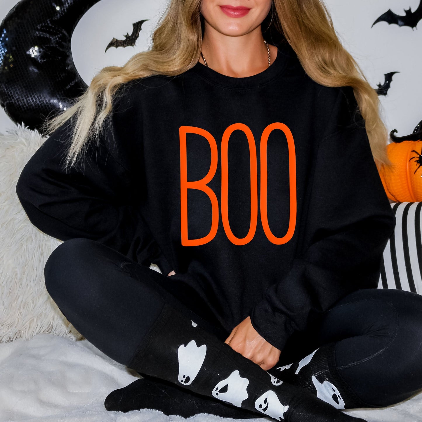 Boo Word Puff Print | Sweatshirt