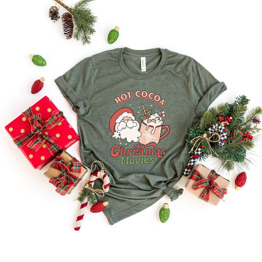Retro Hot Cocoa Christmas Movies | Short Sleeve Crew Neck