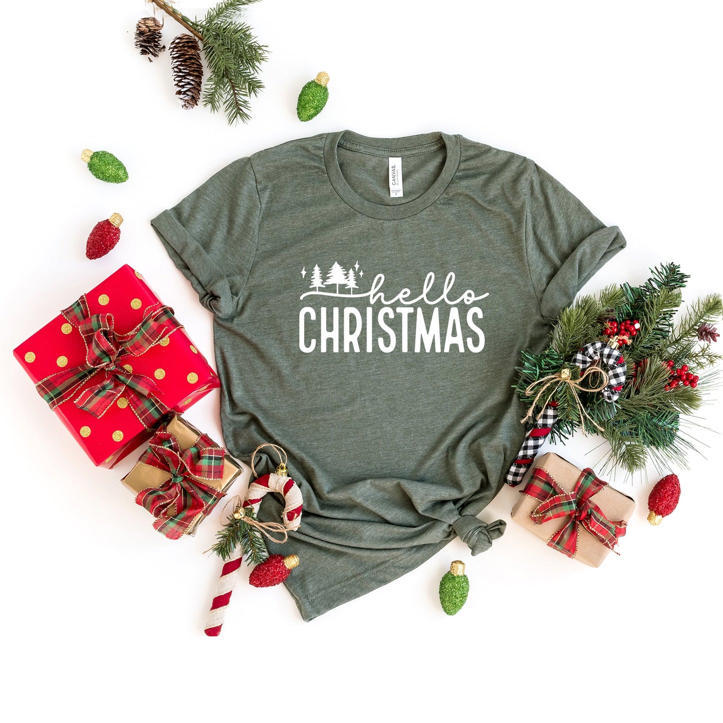 Hello Christmas Trees | Short Sleeve Graphic Tee